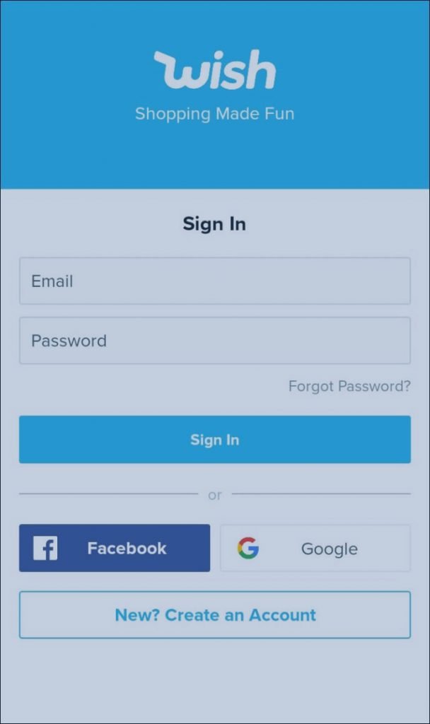 Recherche de produits Wish à partir d'Android 