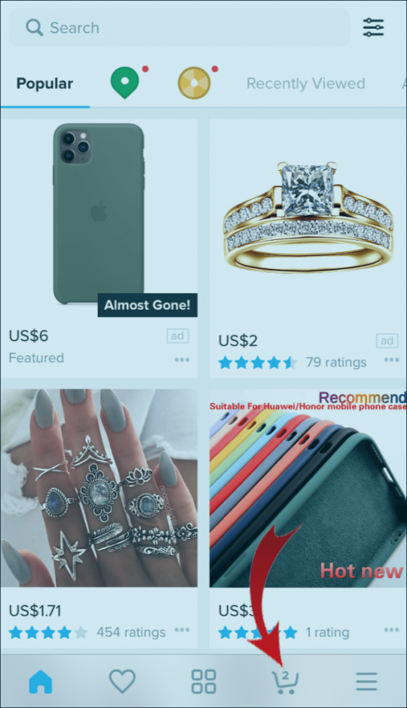 codes promotionnels sur Wish depuis votre smartphone